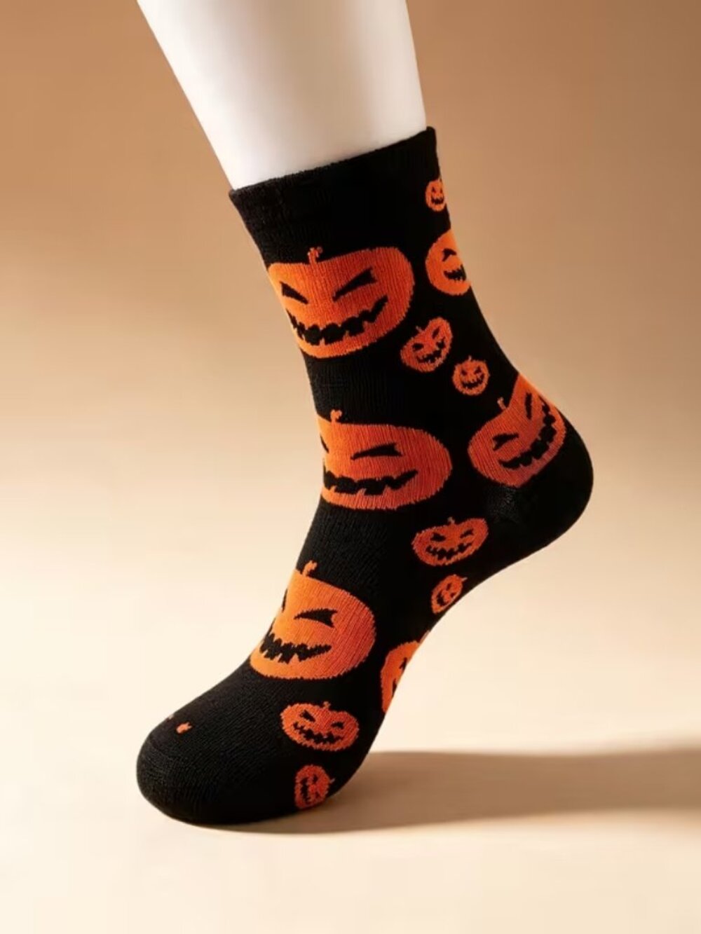 5 Pairs Halloween Pumpkin Mid-Calf Socks